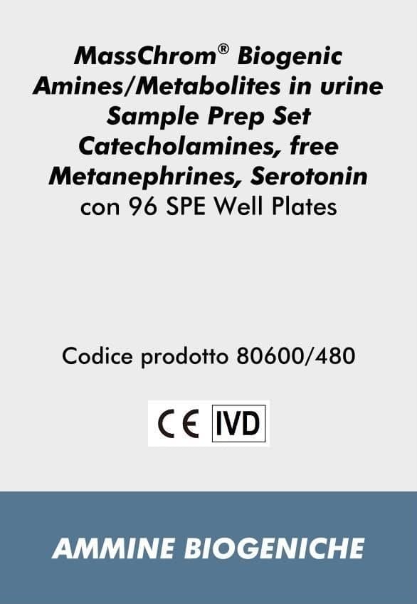 MassChrom® Biogenic Amines/Metabolites in urine Sample Prep Set Catecholamines, free Metanephrines, Serotonin con 96 SPE Well Plate 480 test